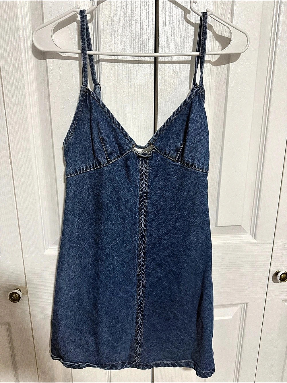 Princess Polly Imojean Lace Up Denim Mini Dress XS Blue